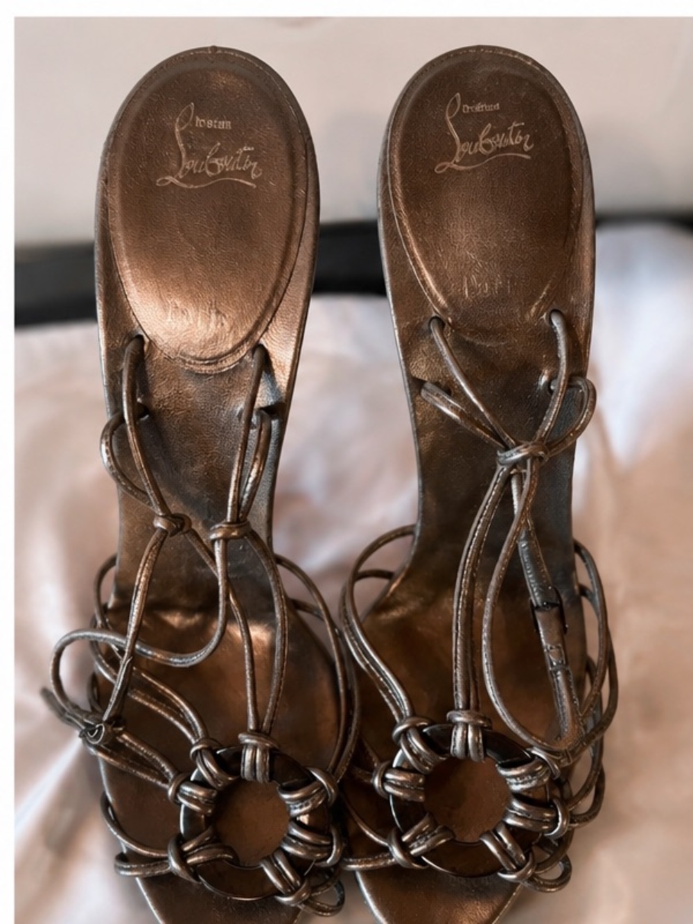 Authentic Christian Louboutin Metallic Strappy Heels ✨